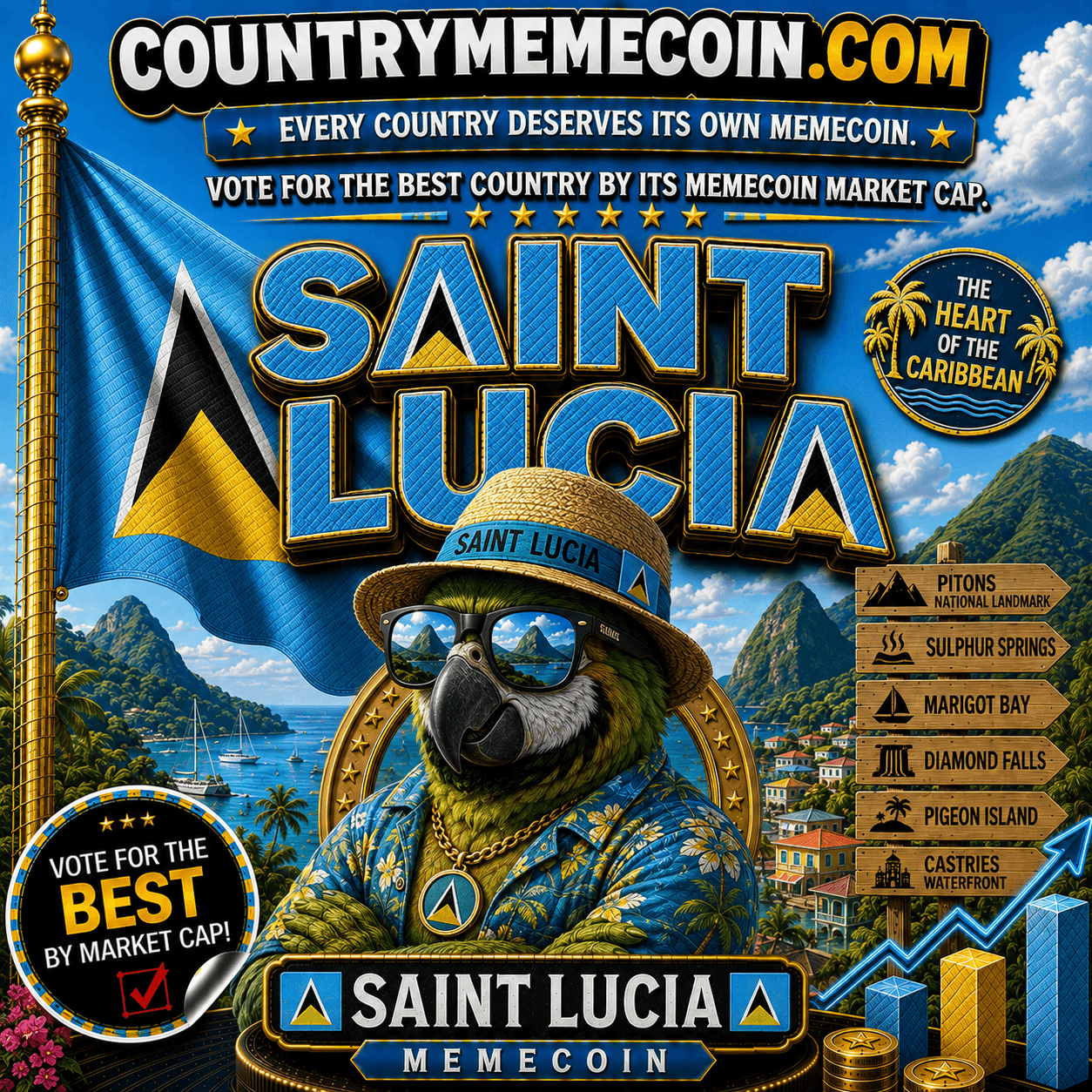 Saint Lucia CountryMemeCoin collector artwork